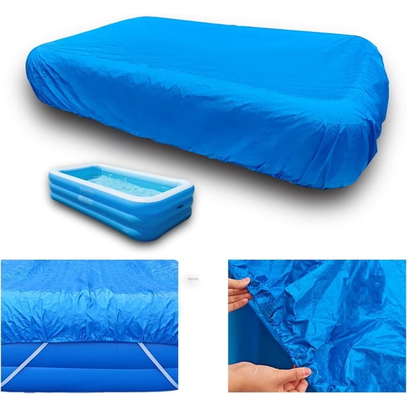ZHZFKQ 2026 New 130X72 Inch Inflatable Rectangle Pool Cover 10 X 6 Ft Rectangular Pool Cover 120X72 Inch Strong Tear Resistance Pool Covers 118X79 Winter Pool Cover 103X69In Built-In Elastic Band
