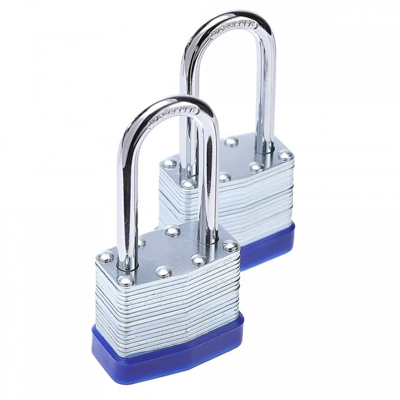 ZHZFKQ 2026 New 2 Pack Laminated Key Lock 2 Same Key Padlocks Long Silver Outdoor Keyed-Alike Padlocks with Keys,Extra Long Shackle Lock for Gate,Fence,Shed,Or Other Equipment