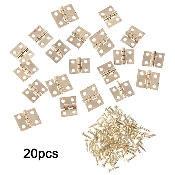 ZHZFKQ 2026 New 20Pcs Tiny Golden/Silver Mini Small Metal Hinges for 1/12 House Prefab Miniature Cabinet Furniture Fittings for Home Hardware