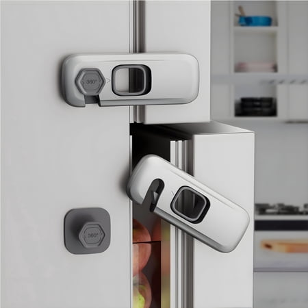 ZHZFKQ 2026 New(2Pcs)Child Proof Refrigerator Lock,Baby Proofing Cabinet Locks,Oven Lock Child Safety,Fridge Lock,For Fridge,Drawers,Dishwasher,Oven,Cupboard,Closet,Adhesive,No Tools Need