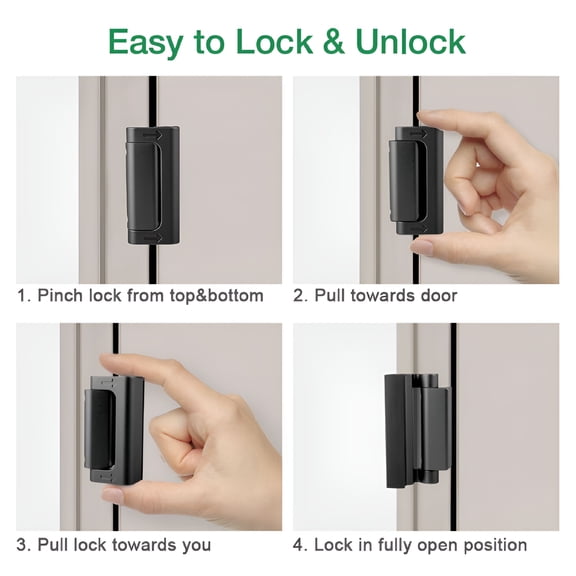 ZHZFKQ 2026 New 2Pcs Home Security Door Lock with 8 Screws,Childproof Door Reinforcement Lock,For Inward Swinging Door,Upgrade Night Lock