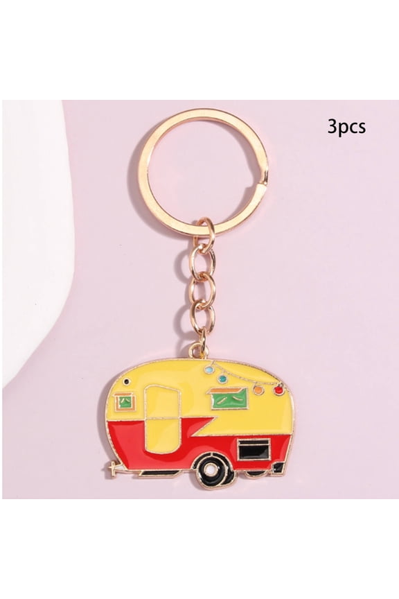 2026 New 3Pcs Key Chain Creative Camper Van Key Holder Trendy Keychain Lanyard for Travel Enthusiasts for Travel Camping Outdoor Adventures Keys Bags Gifts Road Trips