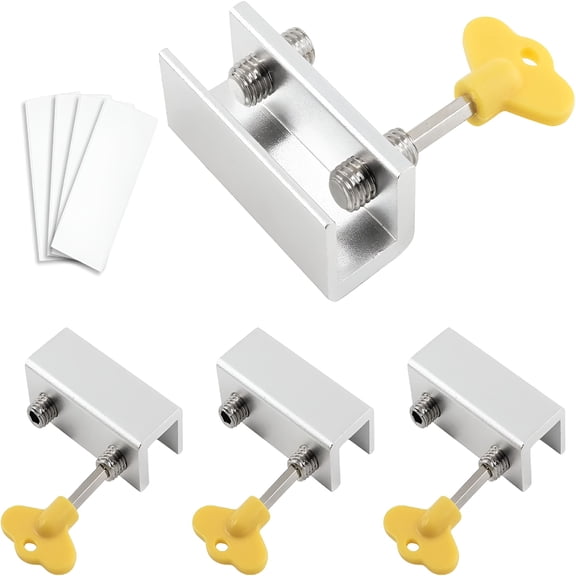 ZHZFKQ 2026 New 4 Pcs Adjustable Sliding Windows Locks Aluminum Alloy Window Stopper Double-Lock Window Door Frame Security Locks with Key for Home and Office