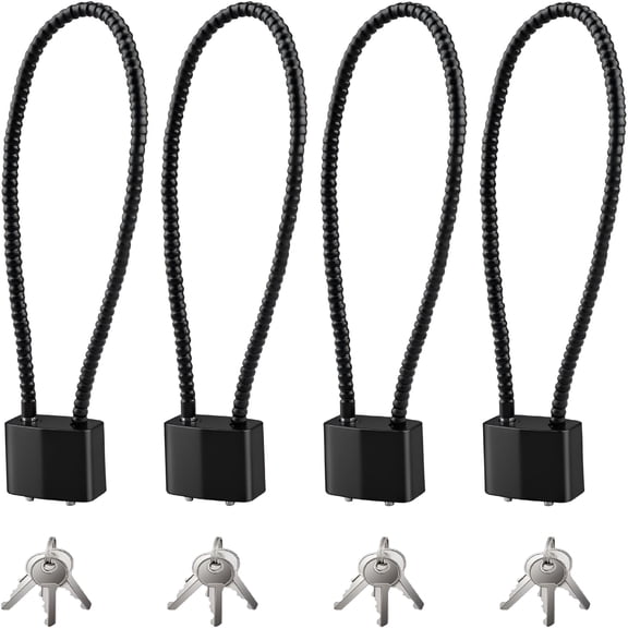 ZHZFKQ 2026 New 4 Pcs Cable Locks with Keys, Bike Locks, 15 Inch Heavy Duty Keyed Wire Lock Cable with Keys, for Indoor Outdoor Bike Bicycle Helmet Cabinet Fence Gate Lock(Black)