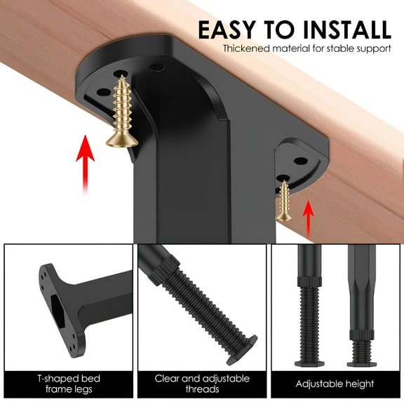 ZHZFKQ 2026 New 4Pcs Bed Frame Support Leg 7.8-15Inch Adjustable Height Frame Center Slats Support Leg Hard Plastic Furniture Support Leg Replacement Sofa Support Leg for King and Queen Bed