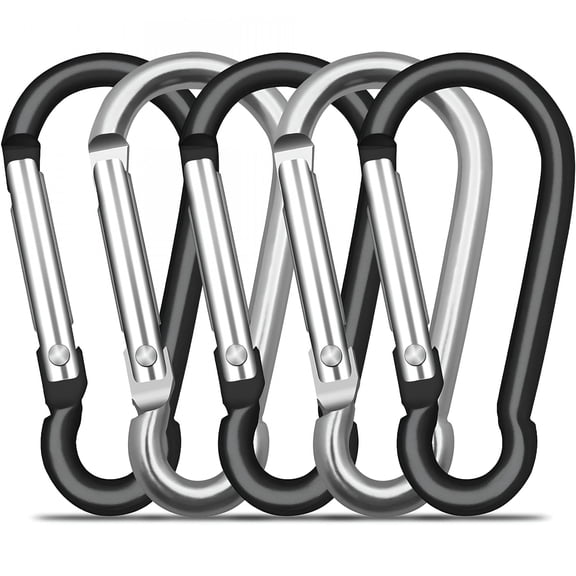 ZHZFKQ 2026 New 5 Pack Carabiners 3 Inch,Aluminum Alloy Heavy Duty Carabiner Clips Spring Snap Hook Set for Hammock,Camping,Hiking,Dog Leash Harness