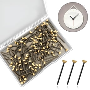 ZHZFKQ 2026 New 50Pcs Picture Pins,1 Inch Picture Hangers Nails Brass Hard Walls Photo Frame Nails Pins Picture Hanging Holder with Storage Box for Hanging Photo Frame