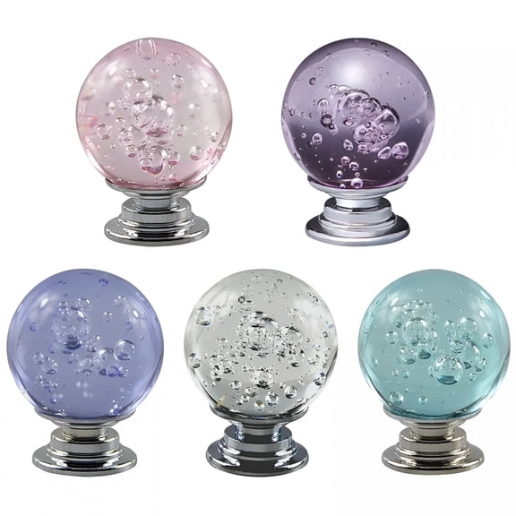ZHZFKQ 2026 New 5Pcs Crystal Cabinet Knobs Round Glass Bubbles Knobs Smooth Drawer Pulls Handle for Home, Cabinet, Drawer and Dresser with Screws