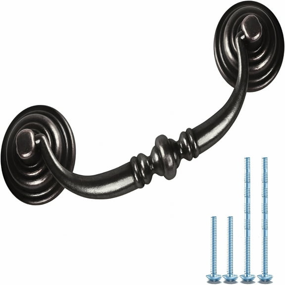 ZHZFKQ 2026 New 6-Pack 3 1/2 Inch Shabby Chic Drawer Pulls Handles Antique Bronze Kitchen Cabinet Drop Bail Pulls Handles (6,3.5" Hole Center/Antique Bronze)