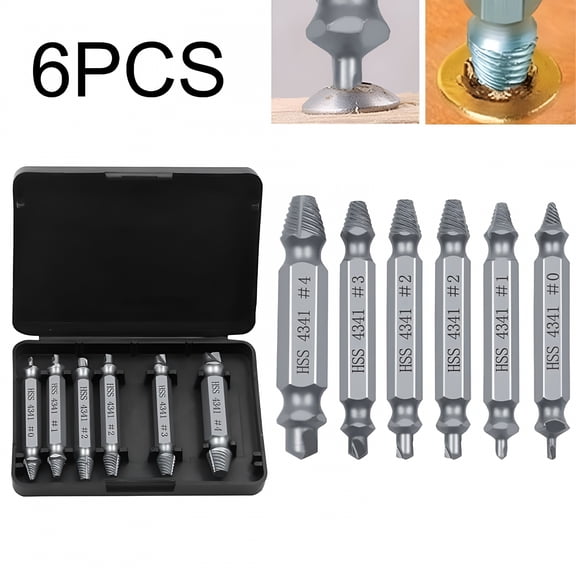 ZHZFKQ 2026 New 6Pcs Broken Bolt Damage Screw Remover Extractor Drill Bits Easy Out Stud Reverse for Diy, Automotive, Metalworking, Plumbing, Repair