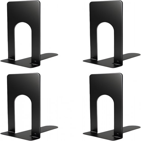 ZHZFKQ 2026 New Book Ends for Shelves, 4 Pack Metal Bookends, Compact Book Stopper for Small Books, Cds, Vinyl Records, Desk & Classroom Organizer, 3.9X2.8X5.2 Inch