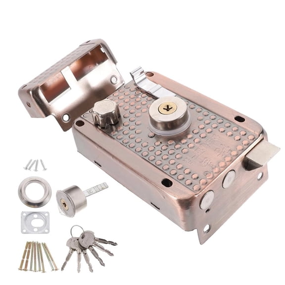 ZHZFKQ 2026 New Door Rim Lock Hardware,Heavy Duty Door Lock Vertical Keyway Cylinder Deadbolt Lock Set Metal Exterior Doors Lock Anti-Theft Door Locks for Home Warehouse Safe (1 Set)