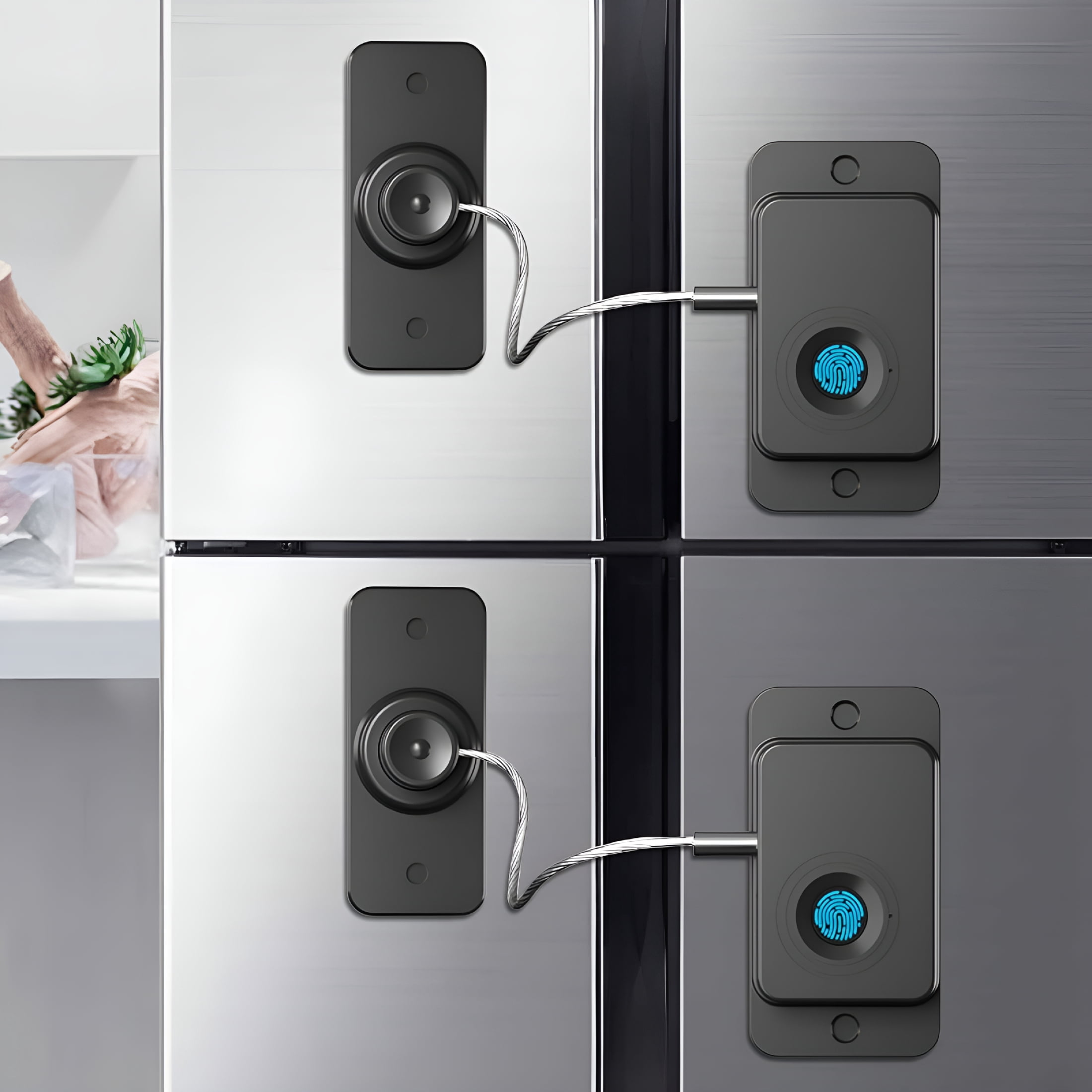 ZHZFKQ 2026 New Fingerprint Fridge Lock(2 Pack),Refrigerator Lock with Fingerprint,For Fridge,Cabinet Locks,Drawers,Dishwasher,Toilet and Cabinet Locks Baby Proofing,Adhesive No Drilling(Black)