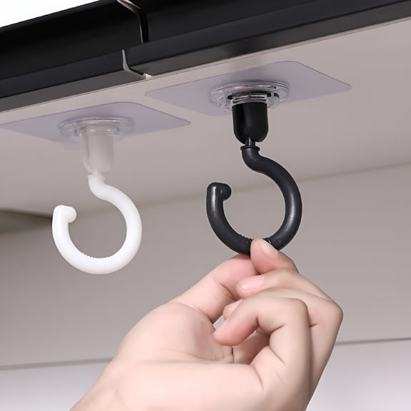 ZHZFKQ 2026 New Heavy Duty Adhesive Hook, 360 Rotating Ceiling Adhesive Hook, Suitable for Hanging Small Plants, Towels, Coats, Bags, Bathroom, Bedroom, Kitchen, Door (Black)