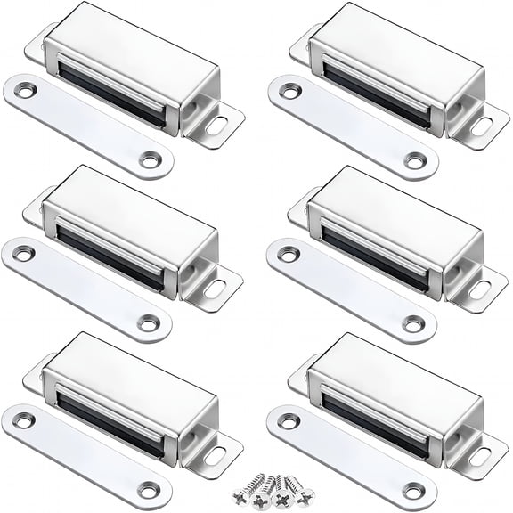ZHZFKQ 2026 New Kitchen Cabinet Magnets Closure 6 Pack Cabinet Magnetic Catch Cupboard Door Magnets Heavy Duty 15 Lbs Metal Rv Drawer Latch Closet Closing Stainless Steel Shutter Hardware -Silver