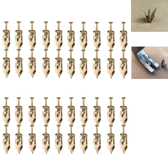 ZHZFKQ 2026 New Metal Expansion Bolt for Drywall,Self Drilling Anchors,Screw Nail-In Drywall Plaster Fixing Expansion Anchor Bolt (40Pcs,12 * 40Mm)