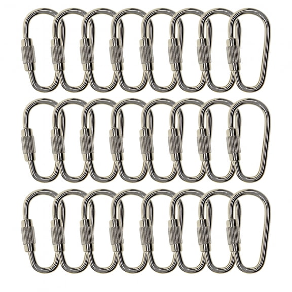 ZHZFKQ 2026 New Pack of 24 D Locking Carabiner Keychain Mini Hooks Sp Lock Climbing Carabiners Clips Holder Gifts for Traveling Silver