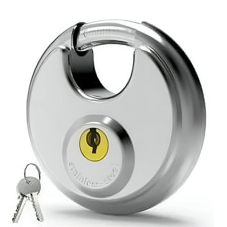 ZHZFKQ 2026 New Padlock with Key for Outdoor Use for Gate, Shed, Locker, Storage [Waterproof] [Cut Protection] 70Mm Weatherproof Stainless Steel Disc Lock with 9.5Mm Shackle for Warehouse,Container