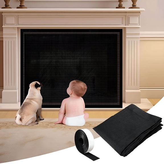 ZHZFKQ 2026 New Protective Fireplace Cover,Easy Install Mesh Screen,Keeps Kids & Pets Safe,16.4Ft Fastener Fireplace Cover Baby Proof for Fireplace, Hearth, Living Room, Family Room, Playroom