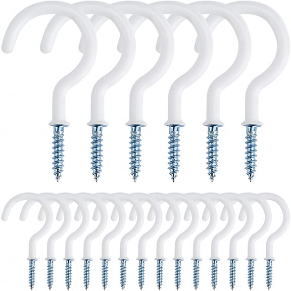 ZHZFKQ 2026 New Screw Hooks Vinyl Coated Screw-In Cup Hooks 2.0 Inch Ceiling Hooks Metal Wall Hang Hooks Great for Coffee Tea Cup,Plant,Light,Mug Indoor & Outdoor Use 20 Pieces (White)