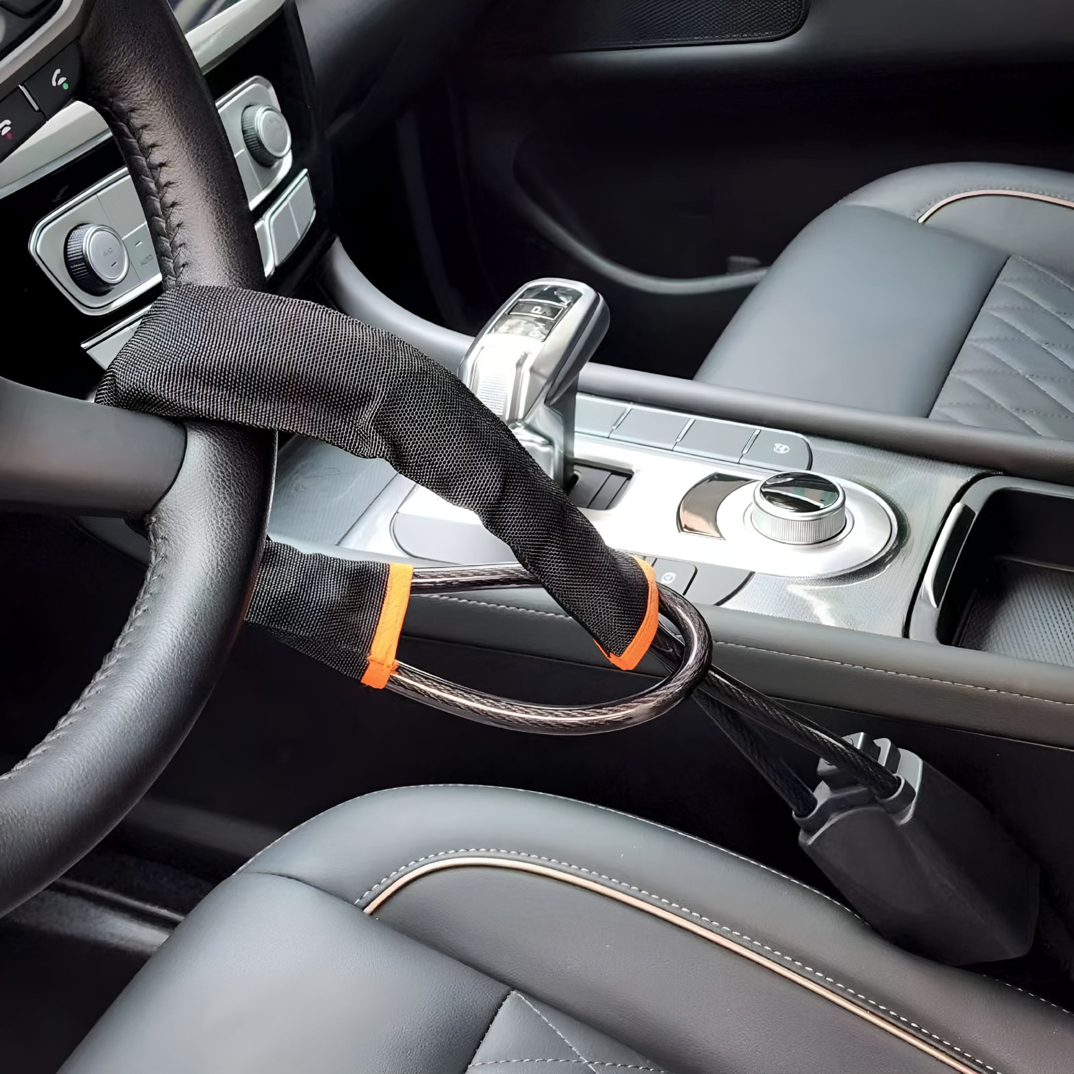 ZHZFKQ 2026 New Steering Wheel Lock Anti-Theft Device Theft Sturdy Car Steering Wheel Seat Belt Lock for Your Vehicle,Car Security,Theft Prevention,Parking,Travel Safety