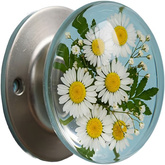 ZHZFKQ 2026 New Unique Decorative Door Handle, Retro Round Resin Epoxy Flower Door Knob, Nature Style Transparent Animal Crystal Door Knobs, Creative Artistic Decor for Bedroom