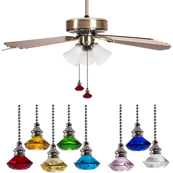 ZHZFKQ 2026 New Vintage Style Ceiling Fan Hanging Pull Chains, White Crystal, for Home Decor, Living Room, Bedroom, Vintage Interiors, Ceiling Fan Accessories.