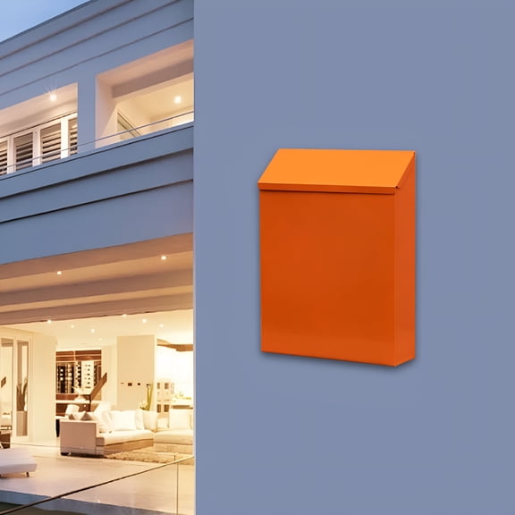ZHZFKQ 2026 New Wall Mounted Mailbox Newspaper Holder Box,Letterbox Modern with Key Wall Hanging Mail Box Drop Box with Lock for Outdoor Gate for Home,Office,Apartment Orange