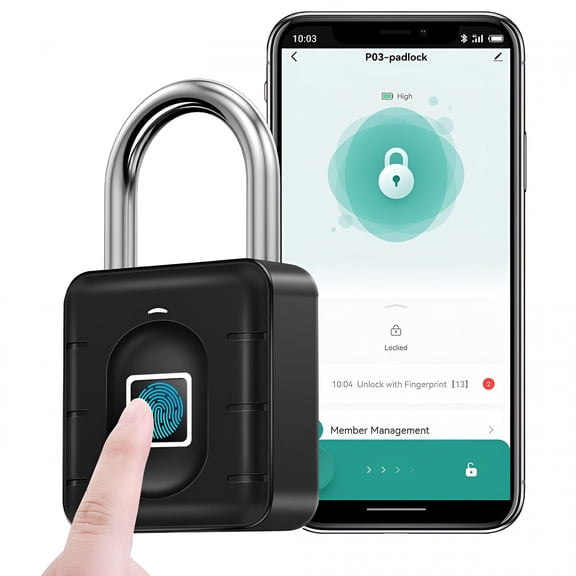 ZHZFKQ 2026 New Waterproof Fingerprint Padlock Lock Smart App Bluetooth Lock Door Keyless for Home Doors, Lockers, Gym Bags, Bicycles, Gates, Luggage, Offices