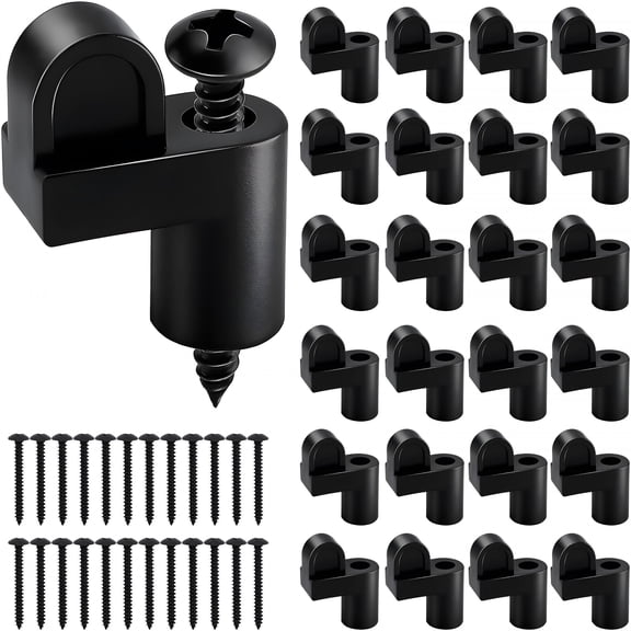 ZHZFKQ 24 Pcs 3/8 in Nylon Window Screen Clip,Black Offset Window Screen Clips with Screws for Fastens Storm Window,Storm Panels,Screen Door Clips