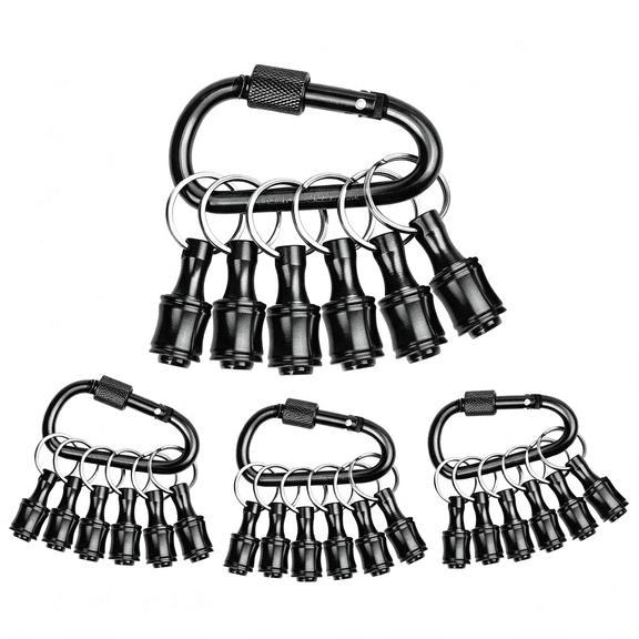 ZHZFKQ 24Pcs Keychain Bit Holder,Hex Drill Bit Holder for Impact Driver Drill Bit,Screwdriver Bit Holders for Tools and Gifts for Men,Black Durable Bit Holder