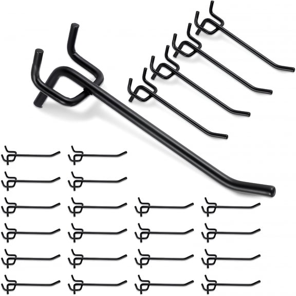 ZHZFKQ 25 Pcs 4 Inch Pegboard Hooks,Black Heavy Duty Peg Board Hooks Hanging Peg Board Hooks Set Organizer Accessories for Kitchen Store Wall Hanging