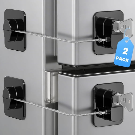 ZHZFKQ 2Pcs Mini Fridge Lock,Child Proof Cabinet Lock with Keys,Refrigerator Locks Baby Proofing for Freezer,Cabinets,Drawers,Air Fryer,Closets,Windows and Doors,No Drilling