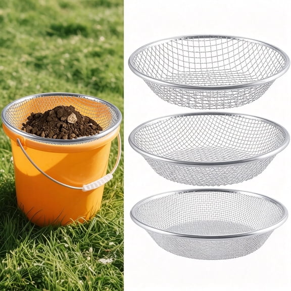ZHZFKQ 3 Apertures Sizes Soil Sifter Sieve-Heavy Duty Galvanized Screen for Compost,Dirt,Rocks,Gravel&Garden-Fits 5 Gallon Bucket,Rust-Resistant-Composting&Sifting Tool