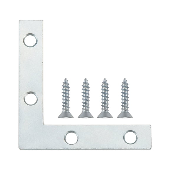 ZHZFKQ 3 In. X 3 In. Flat Corner Brace,Steel,Corner Brackets for Wood,Zinc Plated (4 Pack),Assembled Product Depth 6.85 Inch