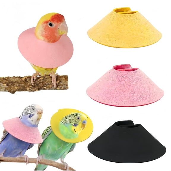 ZHZFKQ 3 Pack Anti-Bite Bird Collars Anti-Grab Feather Plucking Wound Healing Safety Elizabethan Collar Neck Protector Recovery Cones for Budgerigar Cockatiel Lovebirds Cockatoo Parrots-Xs