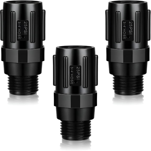 ZHZFKQ 3 Pcs 25 Psi Drip Irrigation Pressure Regulator, 3/4" Female Hose Thread x 3/4" Male Hose Thread Pressure Reducer Flow Valve for Garden Drip Irrigation Parts Emitters System