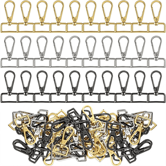 ZHZFKQ 30 Pcs Metal D Ring Swivel Lobster Claw Clasp Snap Hooks Purse Hardware|Swivel Hooks Strap Hardware Push Gate Trigger Clips for Diy Crafts Keychain Purse Handbag Bag Making(Multicolor,1 ")