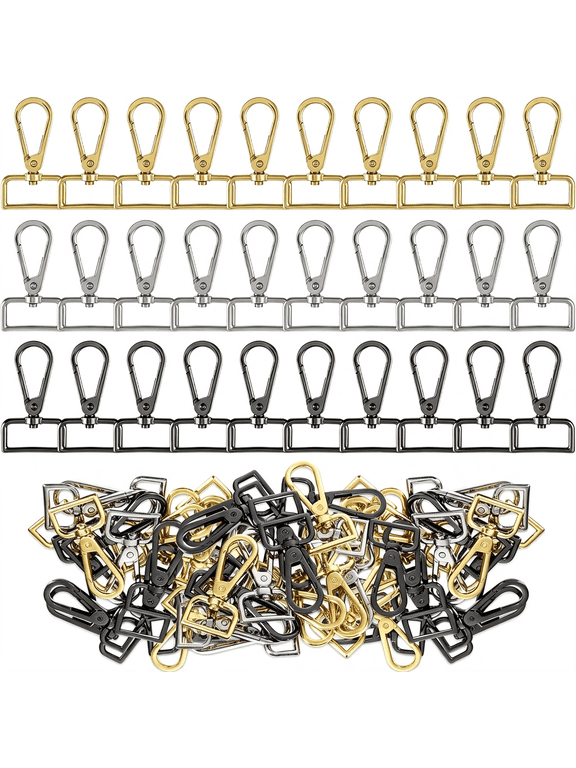 30 Pcs Metal D Ring Swivel Lobster Claw Clasp Snap Hooks Purse Hardware|Swivel Hooks Strap Hardware Push Gate Trigger Clips for Diy Crafts Keychain Purse Handbag Bag Making(Multicolor,1 ")
