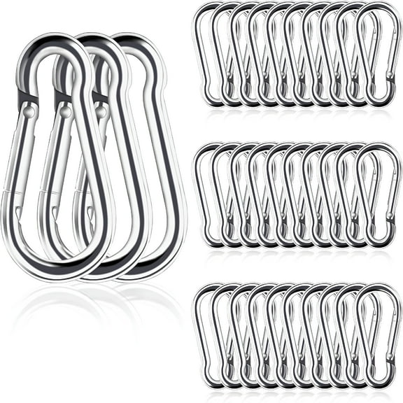ZHZFKQ 30 Pcs Mini Carabiner Clips, 1.57 Inch M4 Stainless Steel Spring Snap Hooks, Small Locking Carabiners for Outdoor Gear