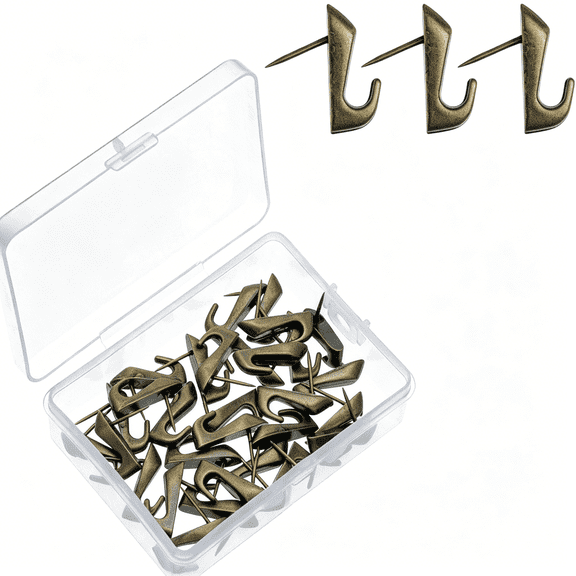 ZHZFKQ 30 Pieces 20 Lbs Pin Hooks Push Pin Hangers Metal Picture Hanging Nails for Home Office Wooden or Fabric Wall(Bronze)