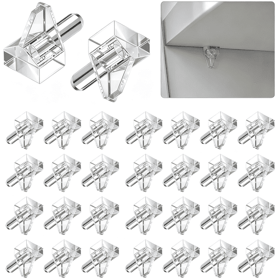 ZHZFKQ 30Pcs Clear Shelf Support Pegs,5Mm Plastic Cabinet Shelf Pins,Transparent Shelf Holder Pins for Kitchen Cabinet,Closet,Bookshelf,Cupboard,Furniture Shelving(Clear-30Pcs,5Mm)