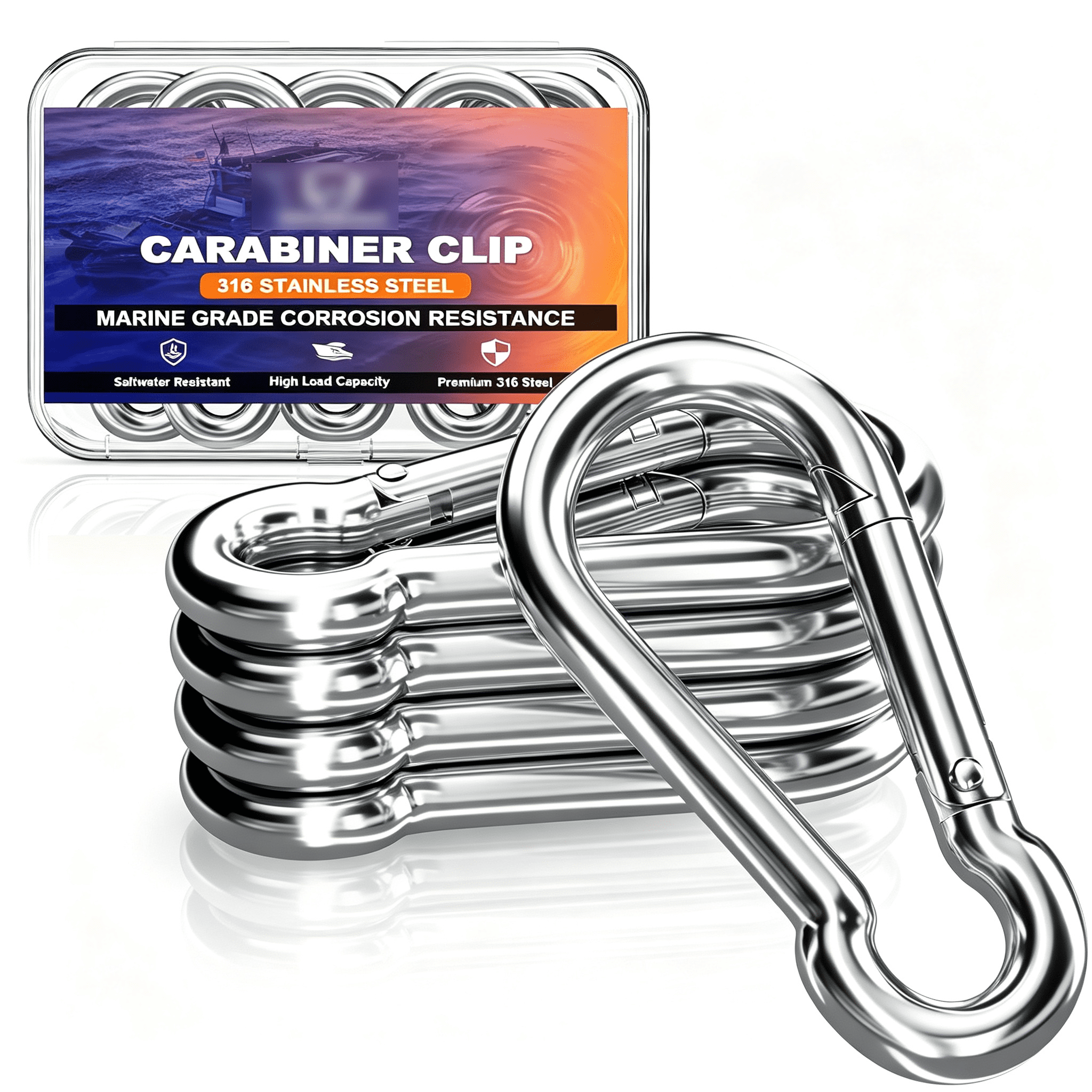 ZHZFKQ 316 Stainless Steel Carabiner Clip,Marine Grade Heavy Duty ...