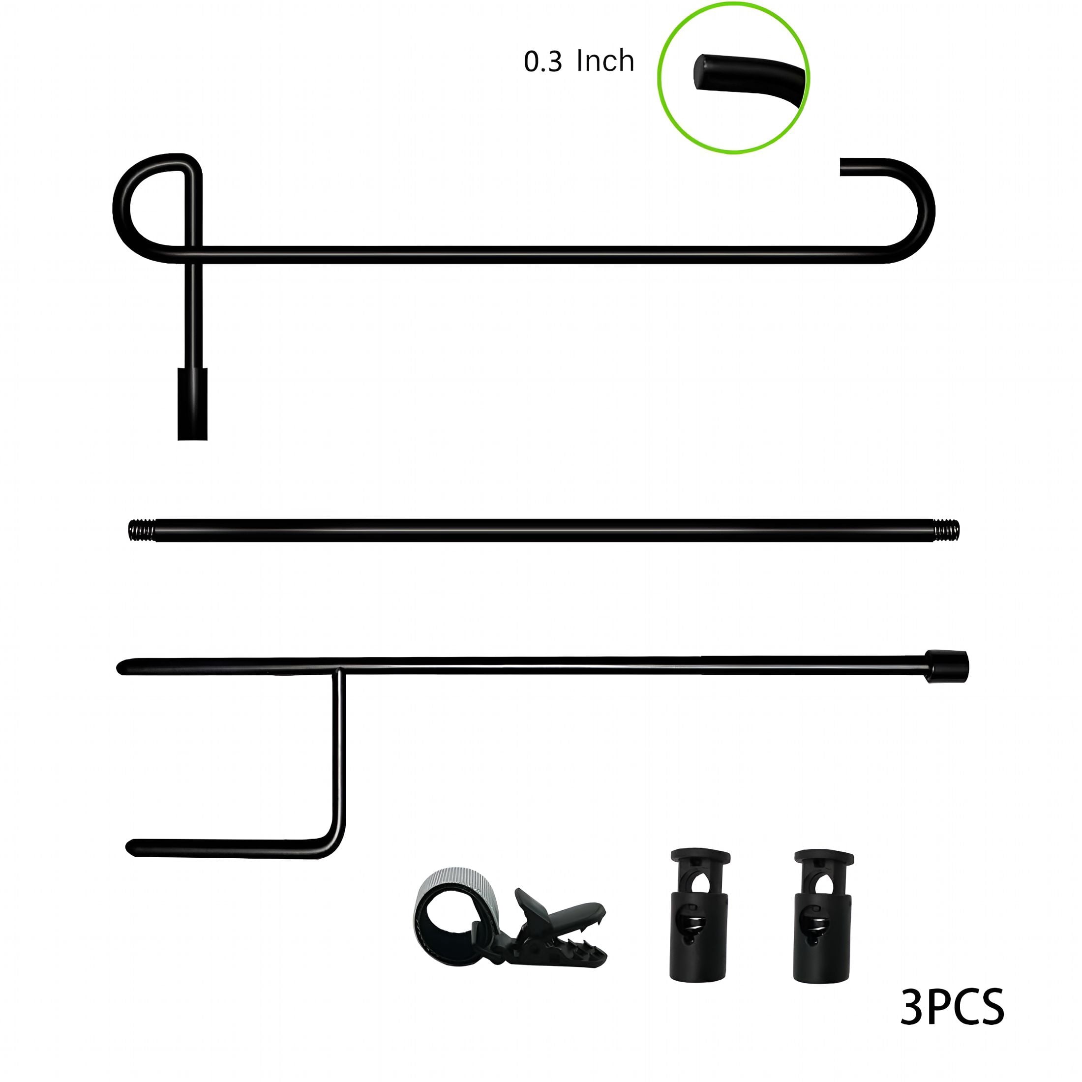 ZHZFKQ 3PC Garden Flag Holder Stand, Weather-Proof Yard Flag Pole Black Metal Powder-Coated Flagpole with Clip and Rubber Stopper for Garden Flags Outdoor Decorations