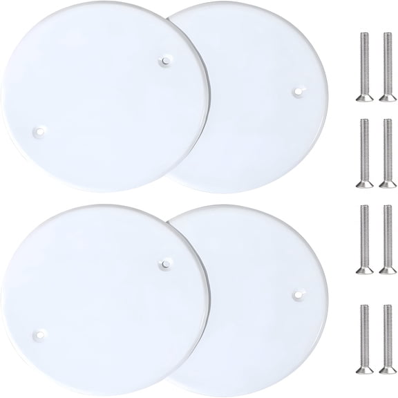 ZHZFKQ 4 Pack Ceiling Blank Cover Plates Round Outlet Cover 4.3 Inch Plastic Electrical Hole Covers for Home Office Garage Workshop White