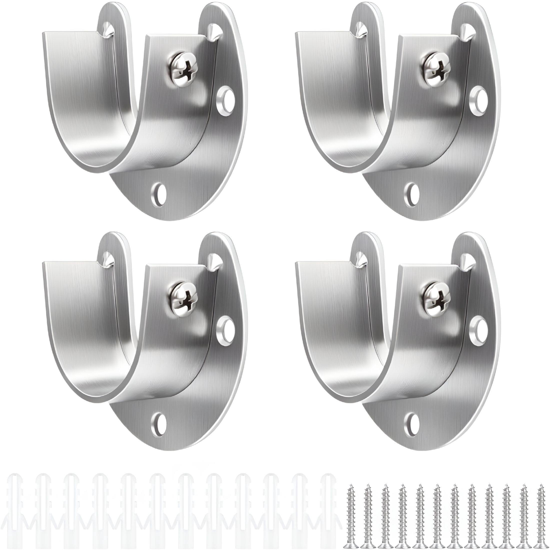 ZHZFKQ 4 Pack Stainless Steel Rod Sockets Closet Pole Sockets U-Shaped ...