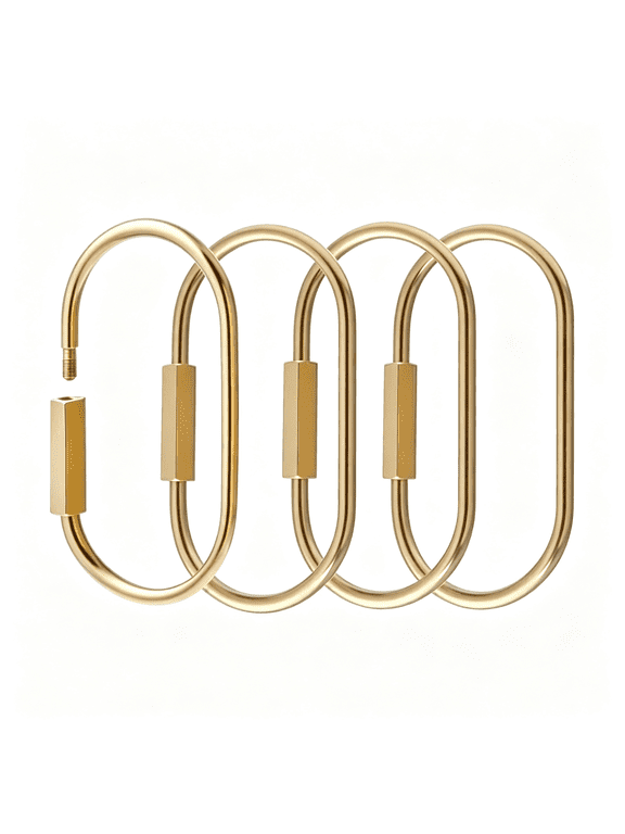 4 Pcs Locking Carabiner Key Rings for Keys,Gold Carabiner Keychain Clip,Screw Lock Keychain Organizer,Purse Bag Charms,Brass Keychain Making Kit Gold