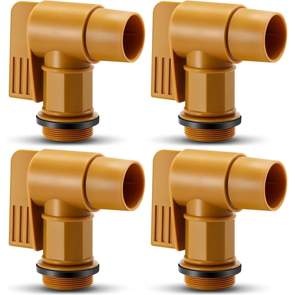 ZHZFKQ 4 Pcs Polyethylene Drum Spigot with Epdm Gasket 2" Male Barrel Faucet Polyethylene Faucet Tap Replacement for 30 & 55 Gallon Plastic Or Steel Drums (Brown)