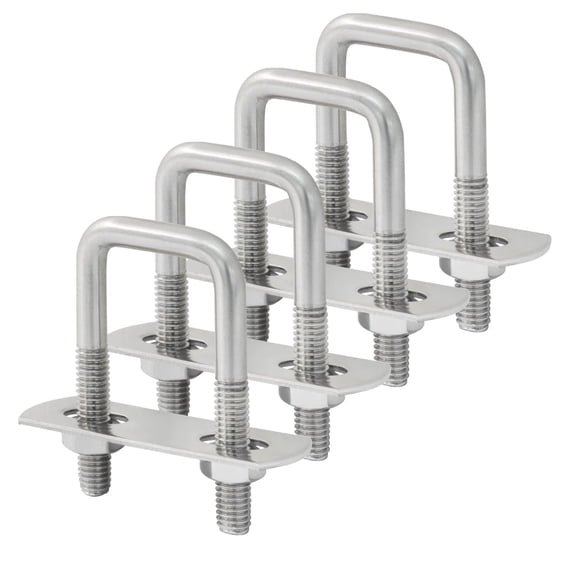 ZHZFKQ 4 Sets 304 Stainless Steel M6 Square U Bolts,3/4