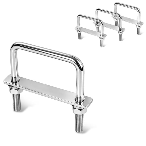 ZHZFKQ 4 Sets M8 Square U Bolts 2-1/2" Wide,M8 X 65Mm X 80Mm 304 Stainless Steel Heavy Duty U Bolt Kit for Trailer,Truck,Rv Square U Bolts